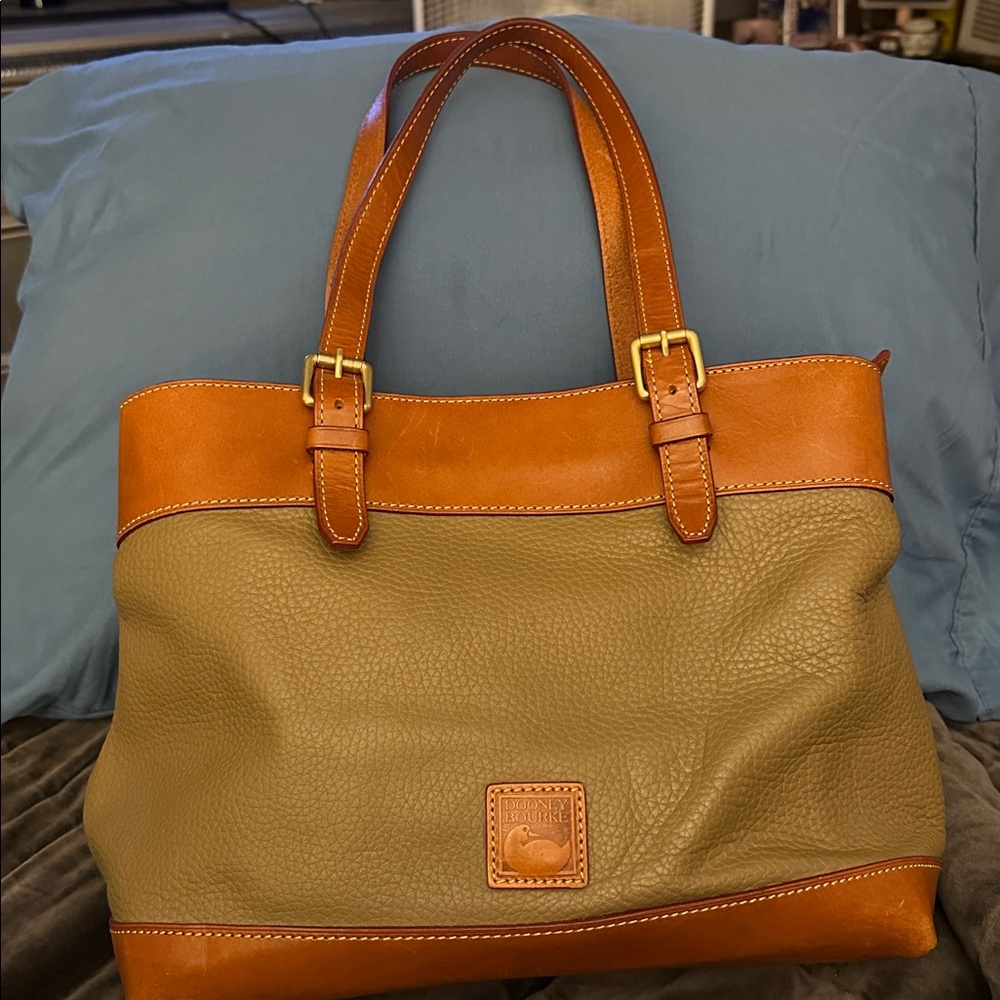 Dooney & Bourke Beige and Brown Leather Tote